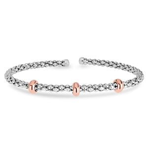 Sterling Silver Popcorn Rose Gold Station Bracelet