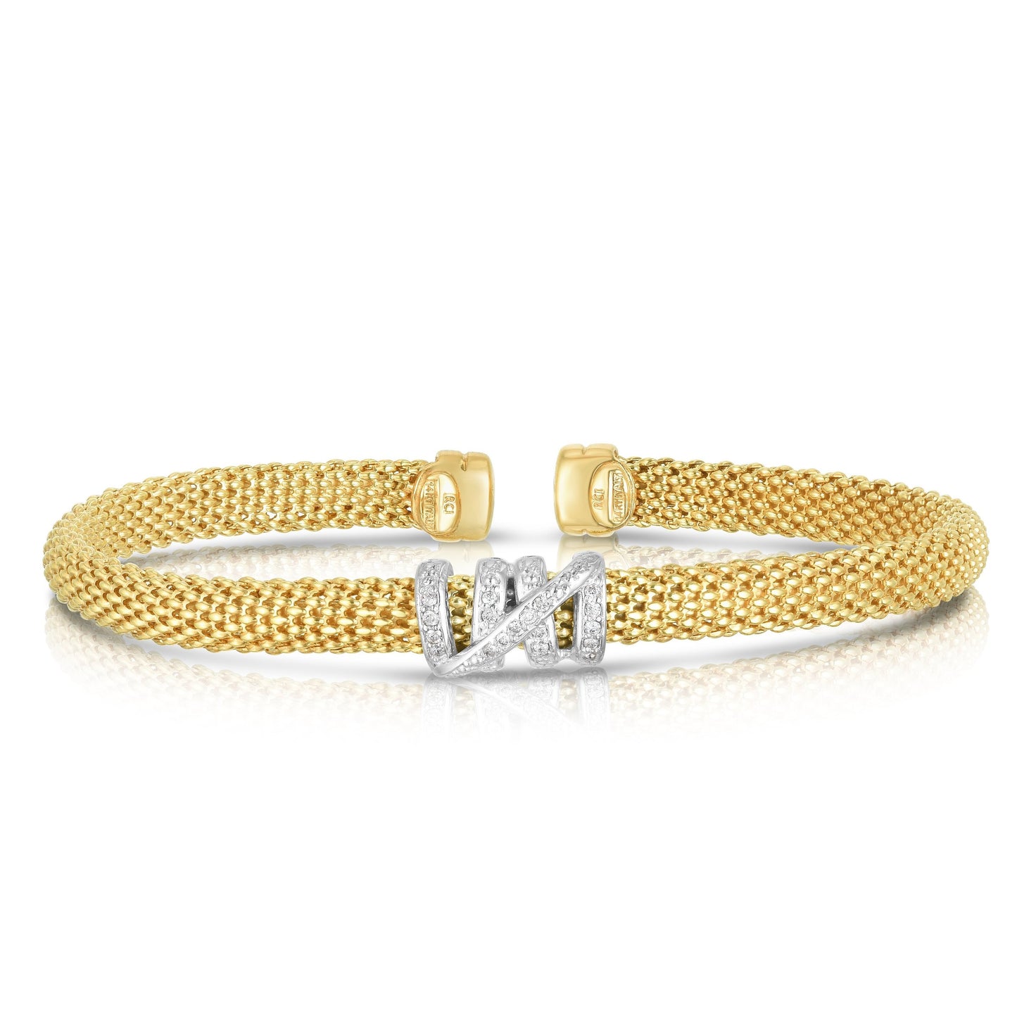 14K Gold Popcorn Diamond Tally Cuff