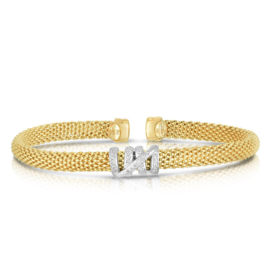 14K Gold Popcorn Diamond Tally Cuff