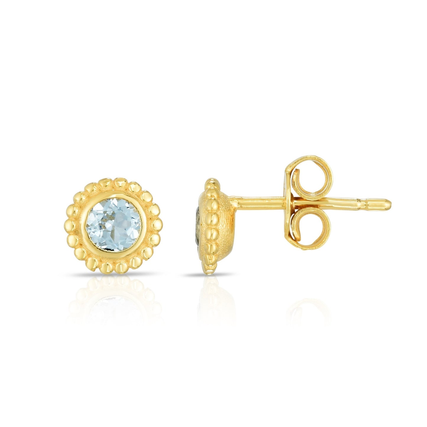 14K Gold Popcorn Gemstone Studs