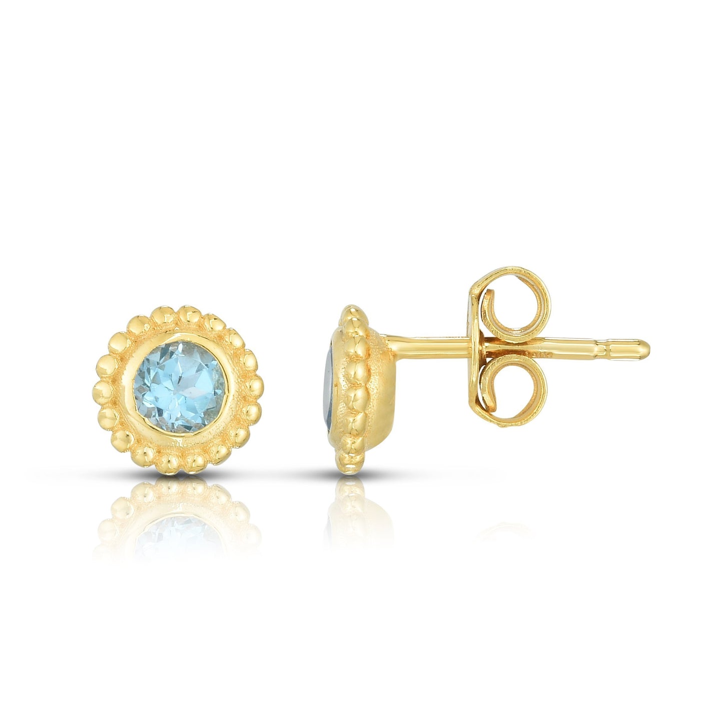 14K Gold Popcorn Gemstone Studs