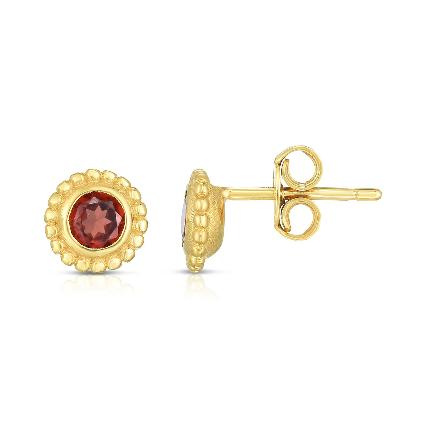 14K Gold Popcorn Gemstone Studs