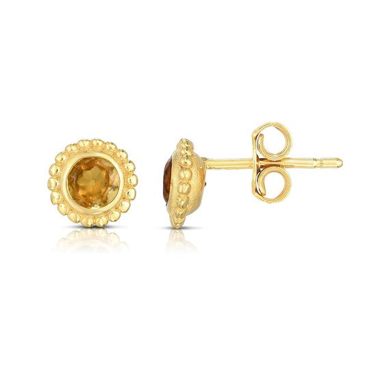 14K Gold Popcorn Gemstone Studs