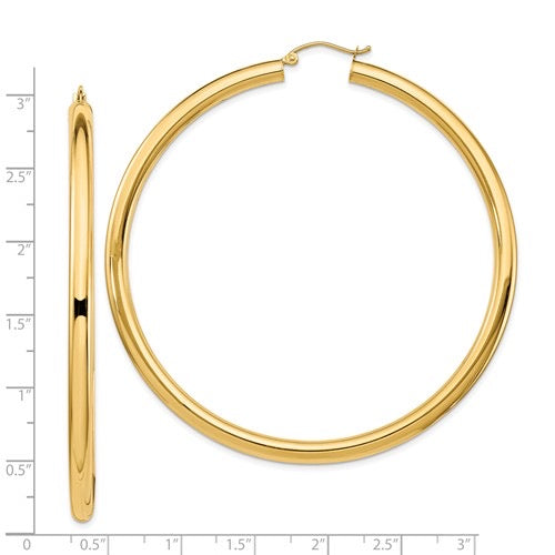 14k Gold Large Classic Hoop Earrings