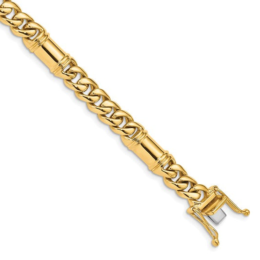 14K 7.5mm Hand-polished Fancy Figaro Link Chain