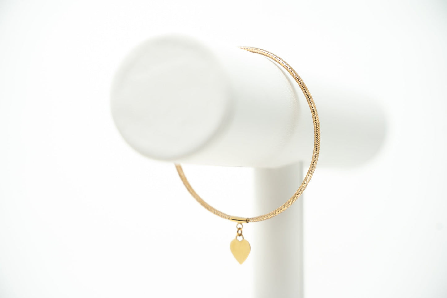10k Gold Stretch Heart Tag Bracelet