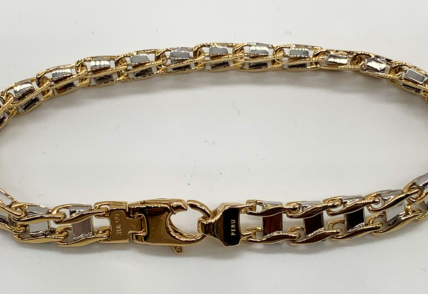 14k Two-Tone Railroad Link Man's Bracelet