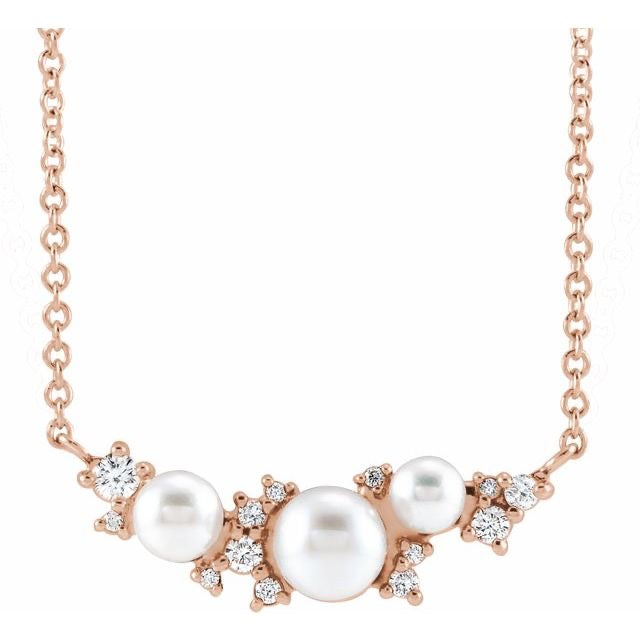 14K Yellow Akoya Cultured Pearl & .08 CTW Diamond 18" Necklace