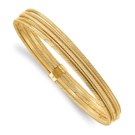 14k Polished and Textured Multi Bracelet Bangle