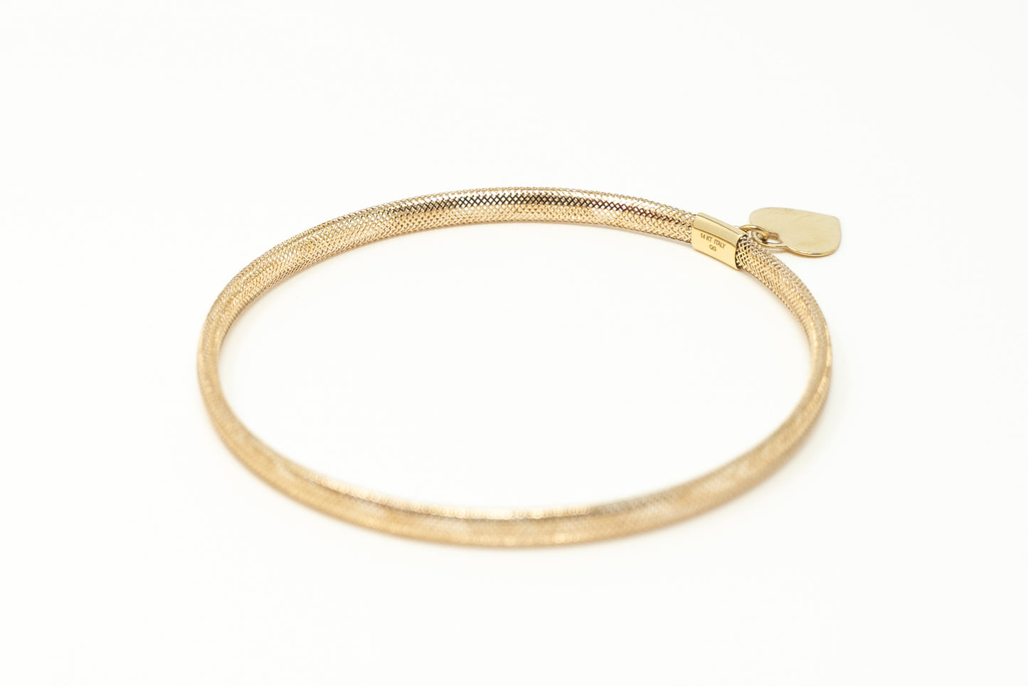 14k Gold Stretch Heart Tag Bracelet