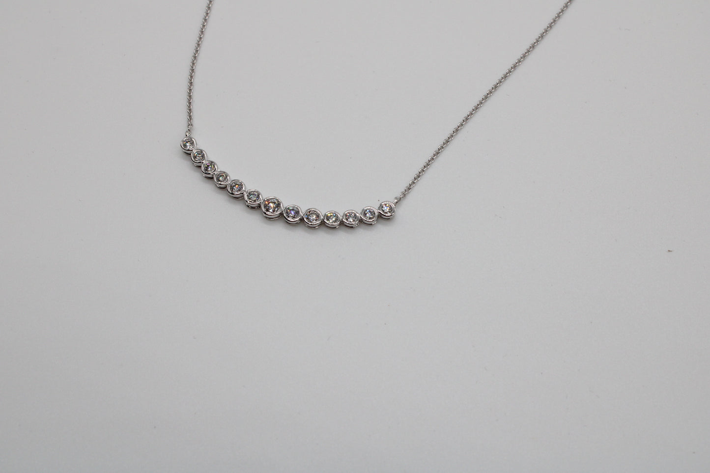 14k White Gold 1/2cttw Diamond Bar Necklace