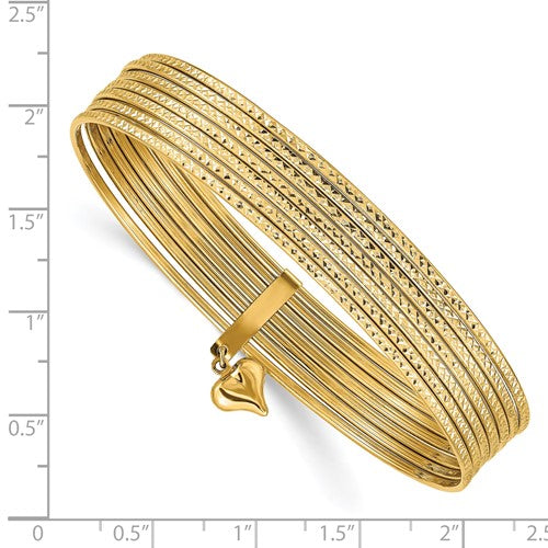 14k Gold Set of Seven Textured Bangles a/k/a Seminario Bangles