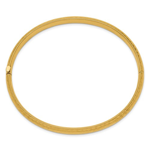 14k 4/16 Diamond-cut Fancy Hinged Bangle