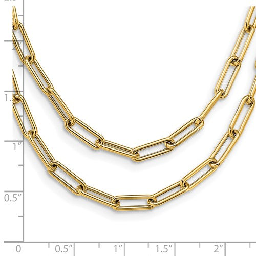 Leslie's 14k Polished Double-layer Paperclip Link Necklace