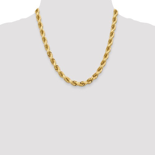 14K Yellow Gold Diamond-cut 20 inch Solid Rope Chain