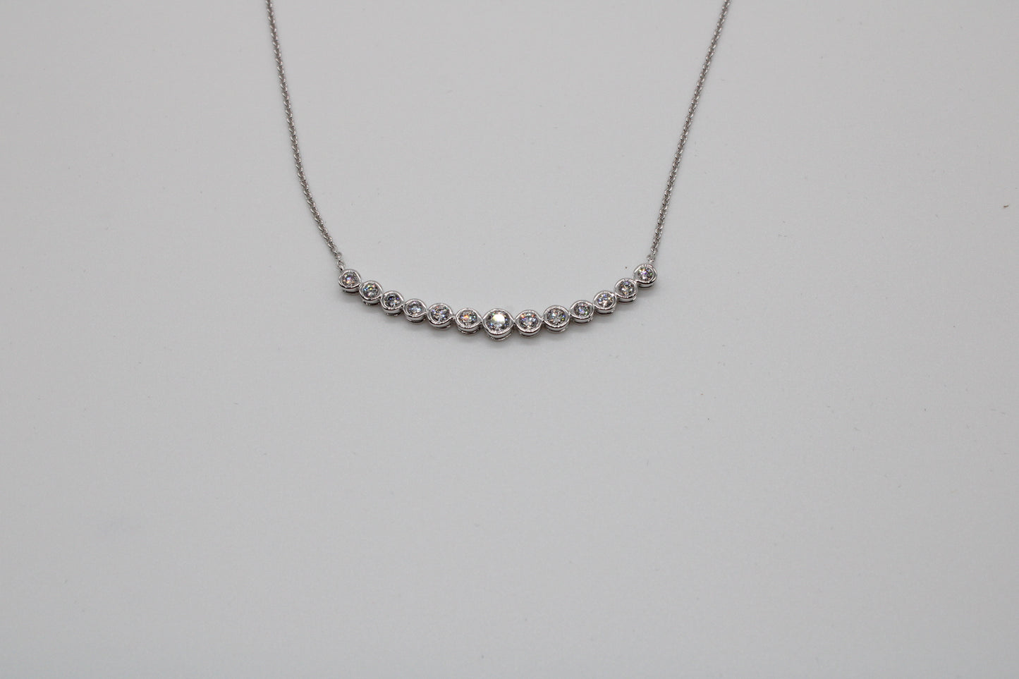 14k White Gold 1/2cttw Diamond Bar Necklace
