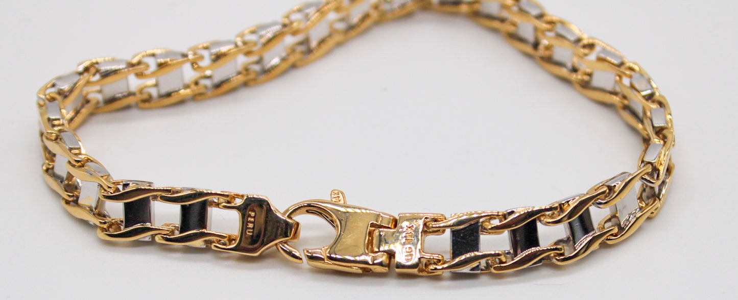 14k Two-Tone Railroad Link Man's Bracelet