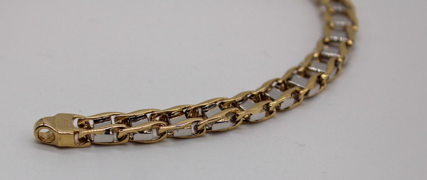 14k Two-Tone Railroad Link Man's Bracelet