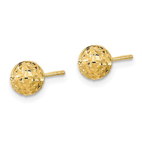 14k Gold Diamond Cut Ball Earrings