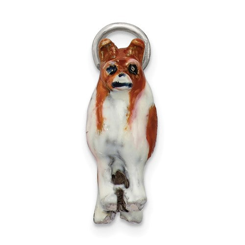 Sterling Silver Enameled Shetland Sheepdog Charm