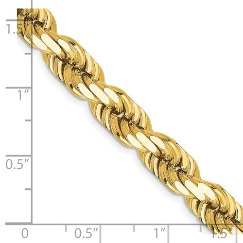14K Yellow Gold Diamond-cut 20 inch Solid Rope Chain