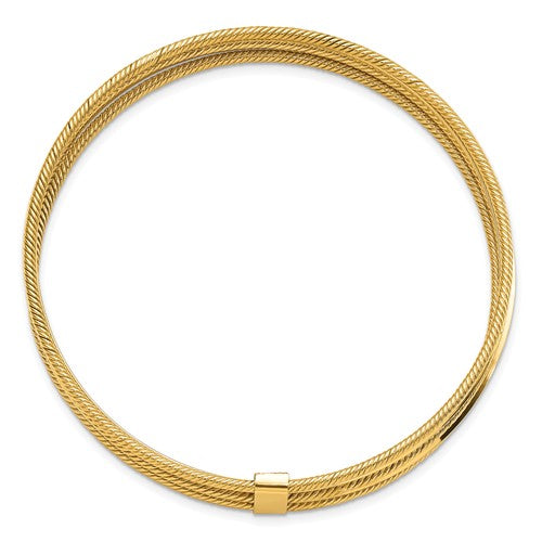 14k Polished and Textured Multi Bracelet Bangle