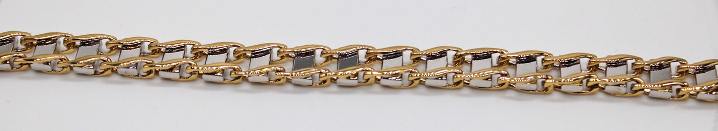 14k Two-Tone Railroad Link Man's Bracelet