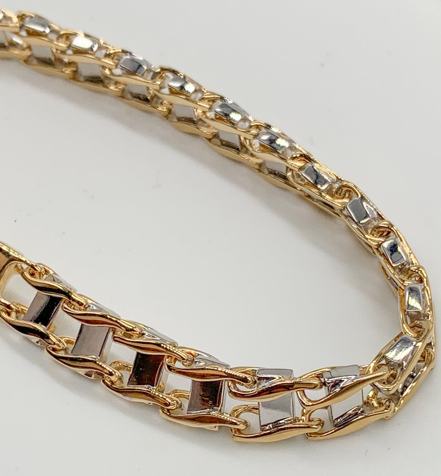 14k Two-Tone Railroad Link Man's Bracelet