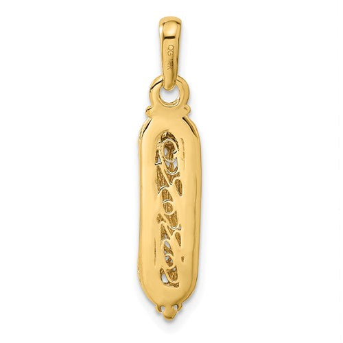 14K with White Rhodium Mezuzah with Shin Charm