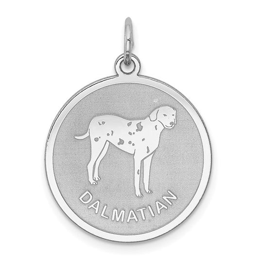 Sterling Silver Rhodium-plated Dalmatian Disc Charm