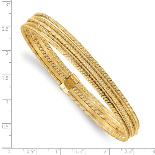 14k Polished and Textured Multi Bracelet Bangle
