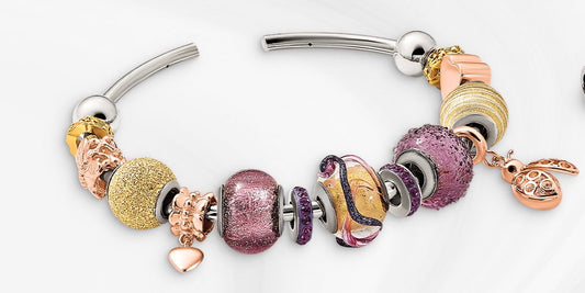Sterling Silver Cuff Bangle with 13 Reflection Beads