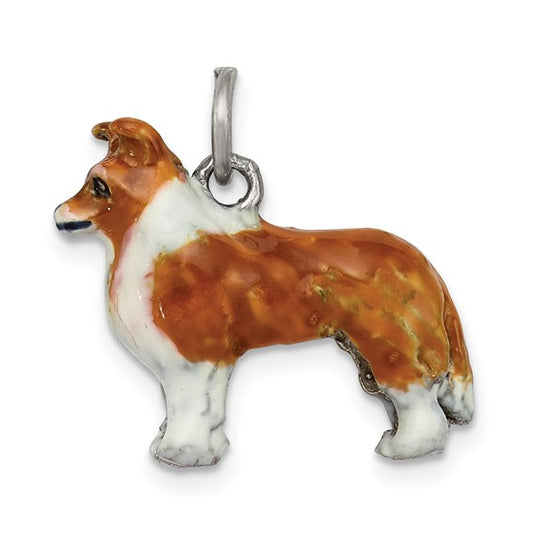 Sterling Silver Enameled Shetland Sheepdog Charm