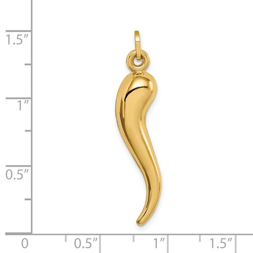 14k 3D Italian Horn Charm