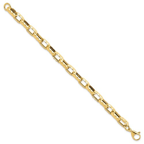 Leslie's 14K Polished Hammered Graduated Open Link Bracelet