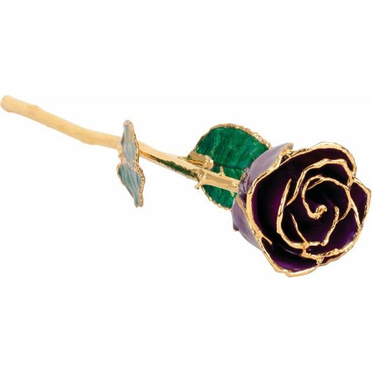 Lacquered Purple Rose with Gold Trim