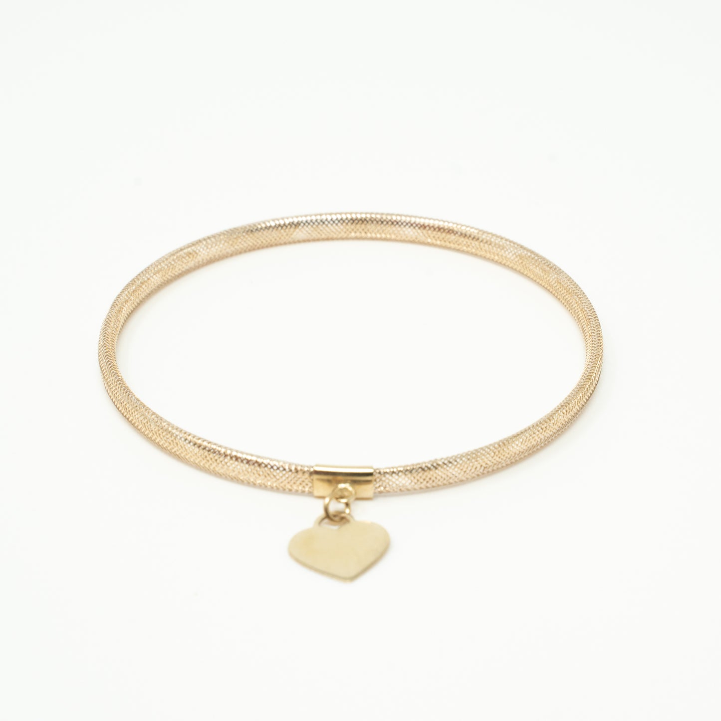 14k Gold Stretch Heart Tag Bracelet