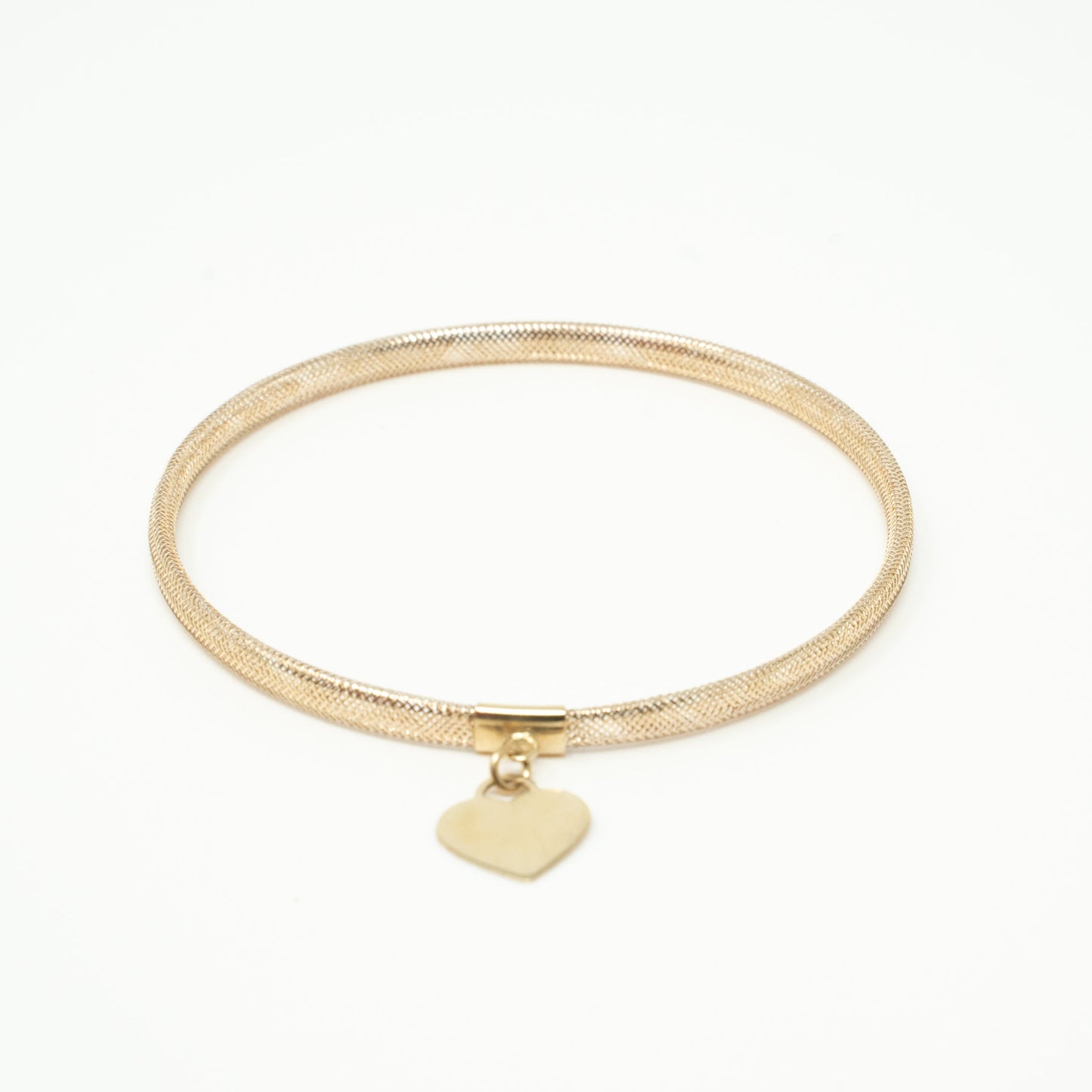 10k Gold Stretch Heart Tag Bracelet