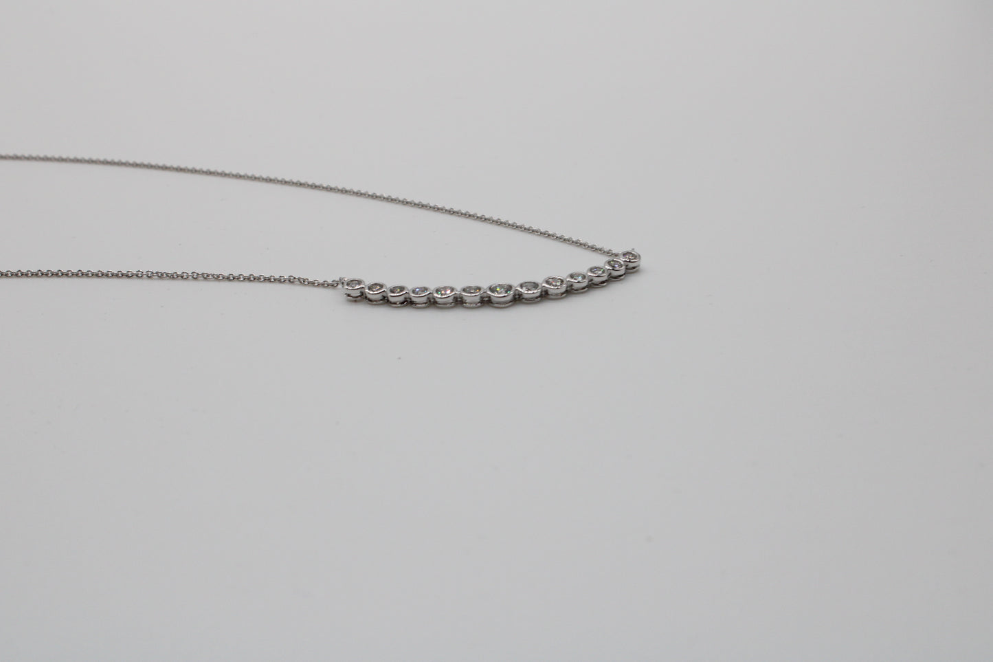 14k White Gold 1/2cttw Diamond Bar Necklace