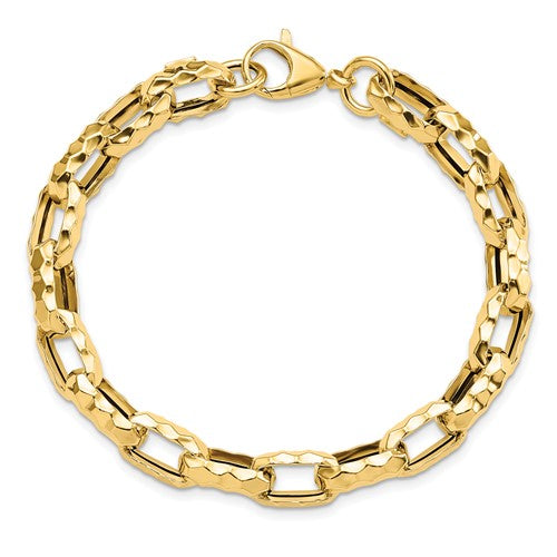Leslie's 14K Polished Hammered Graduated Open Link Bracelet