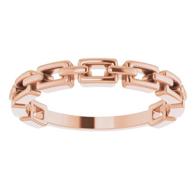 14k rose gold chain link ring