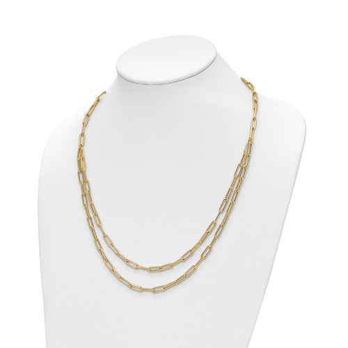 Leslie's 14k Polished Double-layer Paperclip Link Necklace
