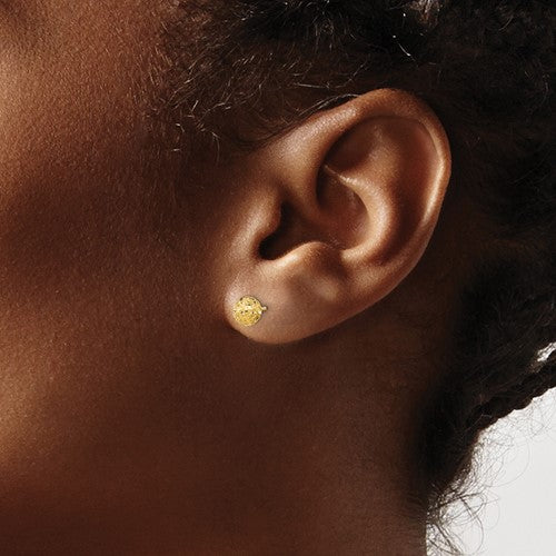 14k Gold Diamond Cut Ball Earrings