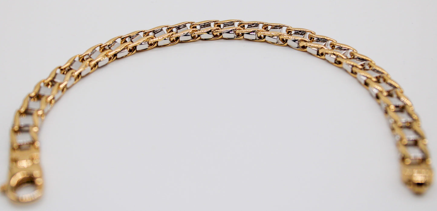 14k Two-Tone Railroad Link Man's Bracelet