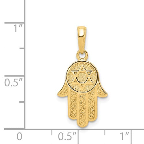 14k Jewish Hand of God with Star of David Pendant