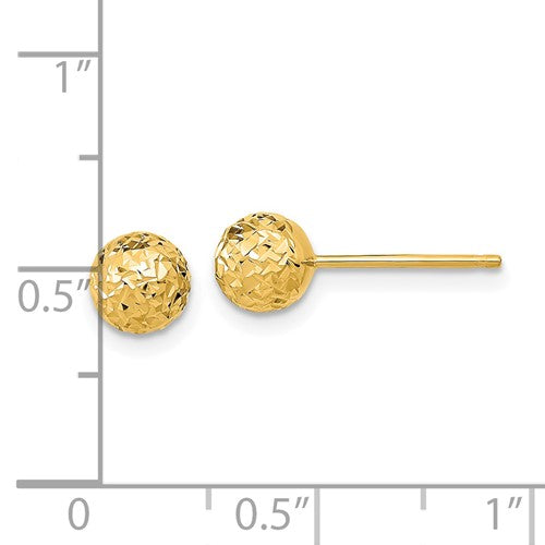14k Gold Diamond Cut Ball Earrings