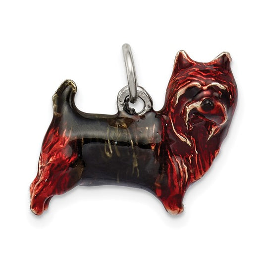 Sterling Silver Enameled Brown and Sable Cairn Terrier Charm