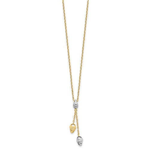 Leslie's 14K Two-tone Diamond-cut Beads Drop Necklace