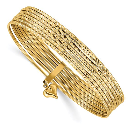 14k Gold Set of Seven Textured Bangles a/k/a Seminario Bangles