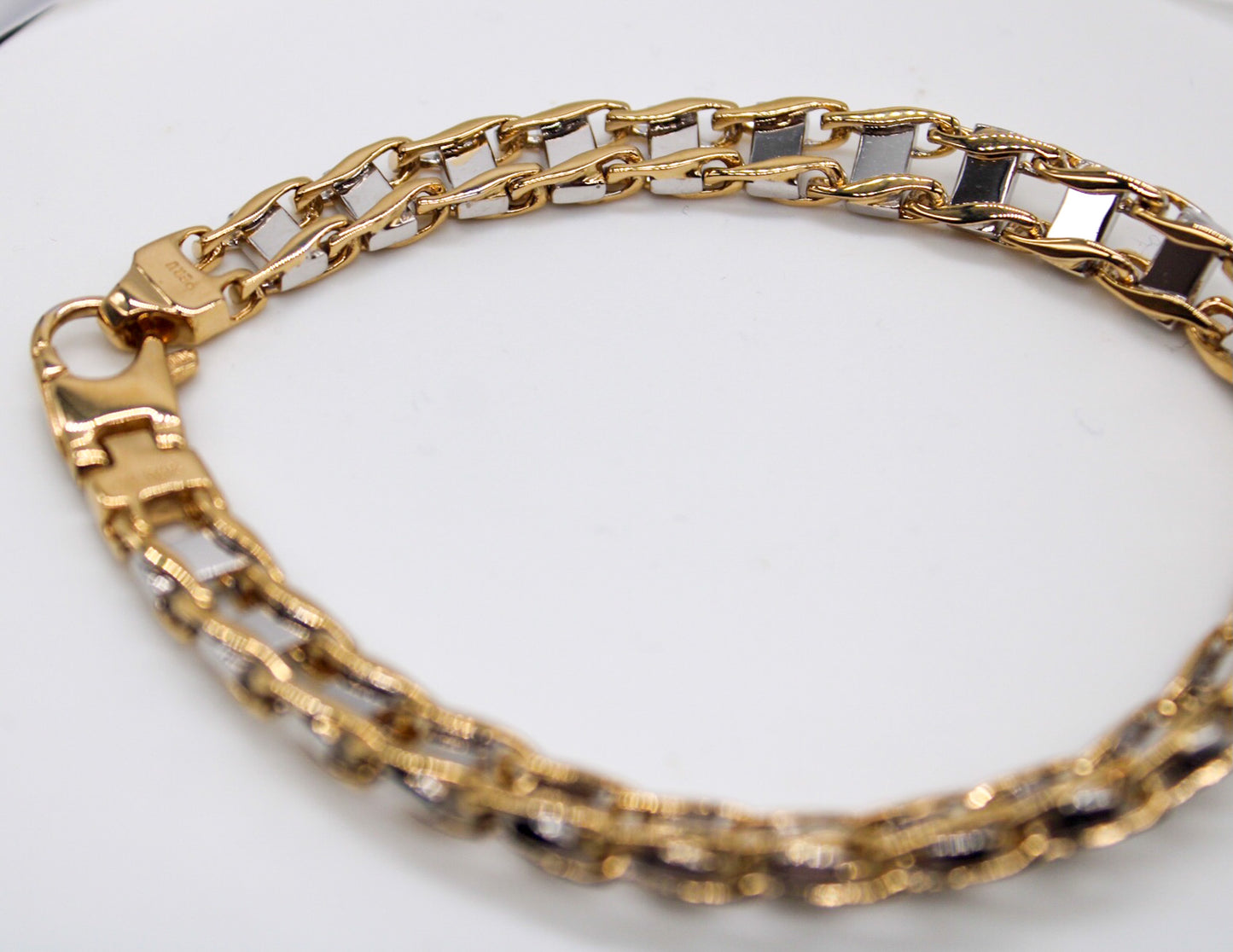 14k Two-Tone Railroad Link Man's Bracelet